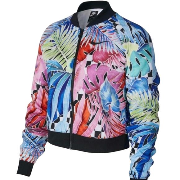 Nike Hyper Femme Floral Track Cropped Jacket Zip Colorful Women’s Size M Casual - Picture 1 of 8